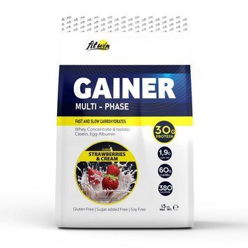FitWin Gainer Multi-Phase (1,5 kg, strawberries & cream) 23339-23339-02 фото