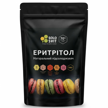 Натуральний підсолоджувач Еритрітол ТМ SOLOSVIT, 500 г 4820217710228 фото