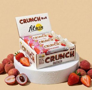 Бокс 12 штук Crunch Bar ЛІЧІ ПОЛУНИЦЯ БЕЗ ЦУКРУ 50 г 25% 4820273230821 фото