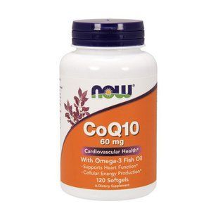 NOW CoQ10 60 mg with Omega-3 (120 softgels) 06490-01 фото