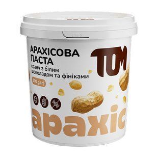 TOM peanut butter Арахісова Паста (500 g, кранч з фініками та білим шоколадом) 10106-01 фото