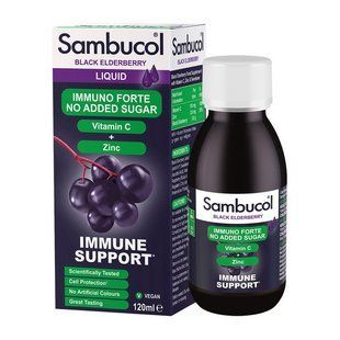 Sambucol Immuno Forte No Added Sugar + Vitamin C + Zinc Liquid (120 ml) 21205-01 фото