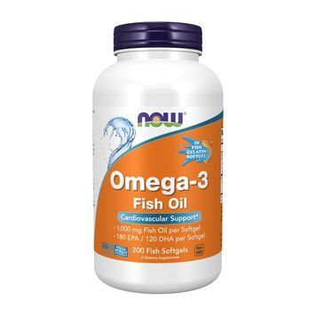 NOW Omega-3 Molecularly Distilled (200 fish softgels) 18750-01 фото