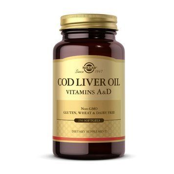 Solgar COD Liver Oil Vitamins A & D (250 softgels) 19084-01 фото