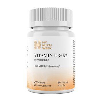 My Nutri Week Vitamin D3+K2 1000 IU (50 mcg) (60 caps) 23732-01 фото