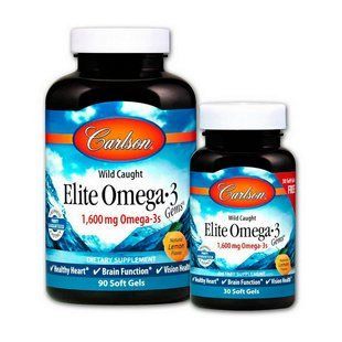 Carlson Labs Elite Omega 3 1,600 mg wild caught (90+30 soft gels, lemon) 10727-01 фото