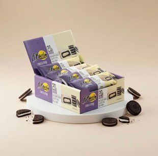 Бокс 12 штук  FitWin COOKIES&CREAM з начинкою, БЕЗ ЦУКРУ 60 г 33% 4820273230258 фото