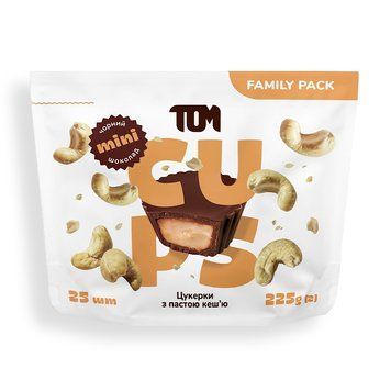 TOM peanut butter Цукерки з пастою кеш'ю чорний шоколад - Family Pack (225 g) 21476-01 фото