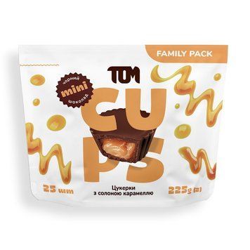 TOM peanut butter Цукерки з солоною карамеллю чорний шоколад - Family Pack (225 g) 21479-01 фото