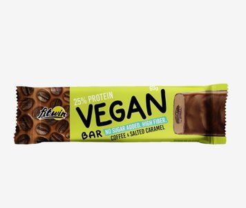 Протеїновий батончик Vegan Bar Кава і солона карамель, БЕЗ ЦУКРУ 60 г 25% 4820273231095 фото